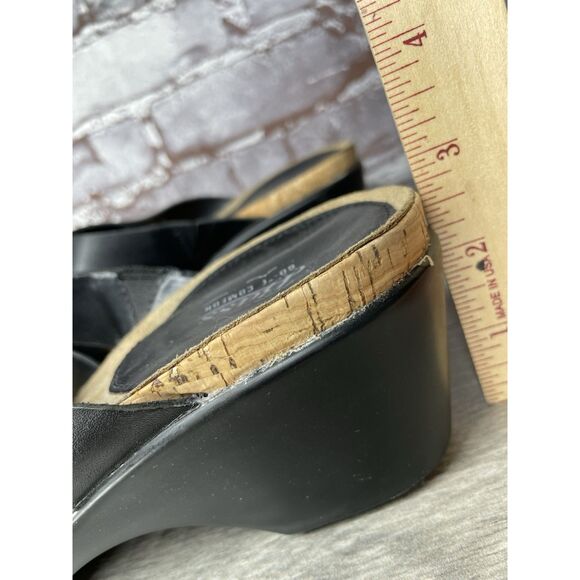 G.H. Bass & Co. MaryAnn Black Leather Wedge Slip On Sandals Women Sz 8M US/39EU - Picture 9 of 16